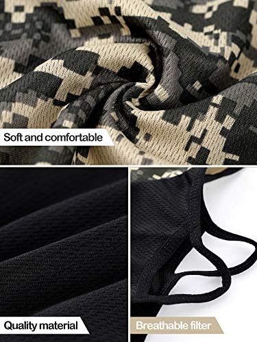 Colorful face and neck gaiter with abstract design.