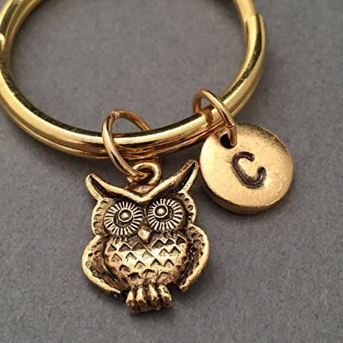 Owl keychain, owl charm, animal keychain, personalized