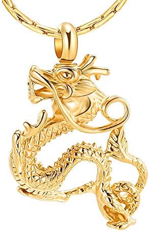 constantlife Cremation Jewelry for Ashes Stainless Steel Dragon Memorial Jewelry Cremation Ash Urn Necklace Urn Pendant for Man Women