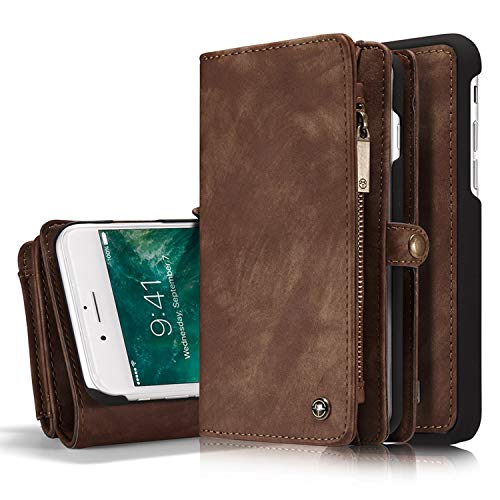 Leather Wallet Magnetic Phone Case Detachable Case with Card Holder Flip Brown Cover for iPhone 11 Pro 2019 5.8 inch