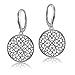 Hoops & Loops 925 Sterling Silver 21mm Medallion Filigree Floral Daisy Flower Design Leverback Earrings, Silver