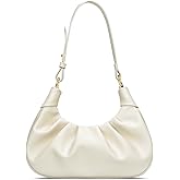 KKXIU Shoulder Bag Crescent Handbag Ruched Purse Underarm Bag Mini Hobo for Women,Detachable Gold Chain Crossbody Bag