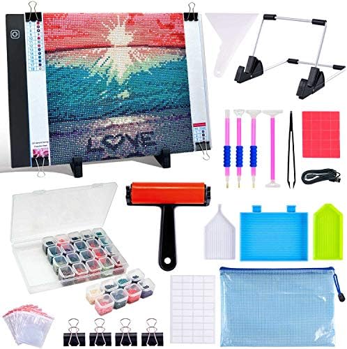 ARETI Diamond Painting Accessories Kits for Adults, A4 LED Light Pad Kit- Diamond Art Light Board with 5D Painting Tools Adjustable Brightness for Full Drill & Partial Drill 5D Diamond Art ARETI Diamond Painting Accessories Kits for Adults, A4 LED Light Pad Kit- Diamond Art Light Board with 5D Painting Tools Adjustable Brightness for Full Drill & Partial Drill 5D Diamond Art