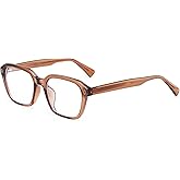 Dollger Blue Light Glasses Men Rectangle Vintage Brown Frame Anti BlueLight Blocking Glare Trendy Computer Gaming UV