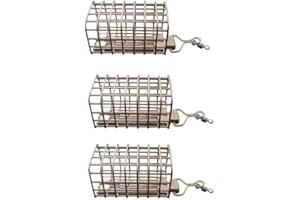 LCS 3Pack Brown Metal Spinner Feeder Cages | 30g/40g/50g/60g Heavy Duty Rectangular Bait Baskets, Essential Fishing Gear for 