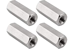 Niooliuk M8 X 1.25-Pitch 50mm Length Metric Hex Coupling Nut 304 Stainless Steel Rod Coupling Nuts, 4-Pack