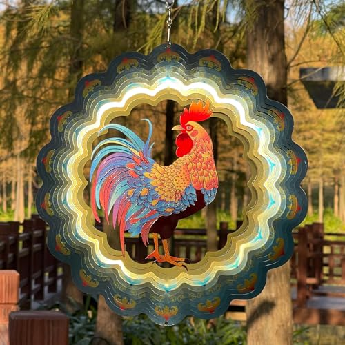 Kexsscai Rooster Wind Spinners Hanging Cock Metal Wind Spinner for Outdoor & Indoor Decorations, Wind Spinner for Christmas Ornament Gifts Birthday Gifts for Mom,Mother's Day,Aunt Gifts 12 inch