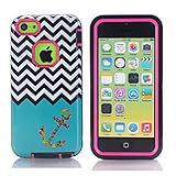 MouKou iPhone 5C Case Hybrid Shockproof Cover Hard Armor Shell and Silicone Skin Chevron Pattern with Anchor Design Case Cover for iphone5c
