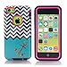 MouKou iPhone 5C Case Hybrid Shockproof Cover Hard Armor Shell and Silicone Skin Chevron Pattern with Anchor Design Case Cover for iphone5c