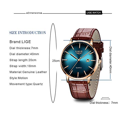 Relojes-LIGE-para-Hombre-Ultrafino-Impermeable-Analogico-con-Fecha-de-Cuarzo-Correa-de-Cuero-Reloj-de-Pulsera-para-Hombre