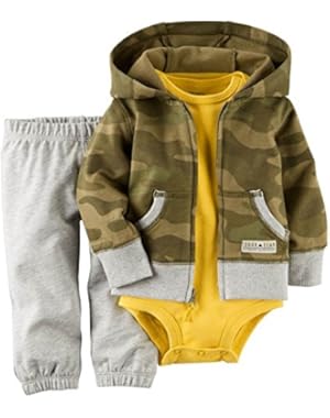 Carters Infant Boys 3-Piece Camouflage Hoodie Bodysuit & Sweatpants Set NB