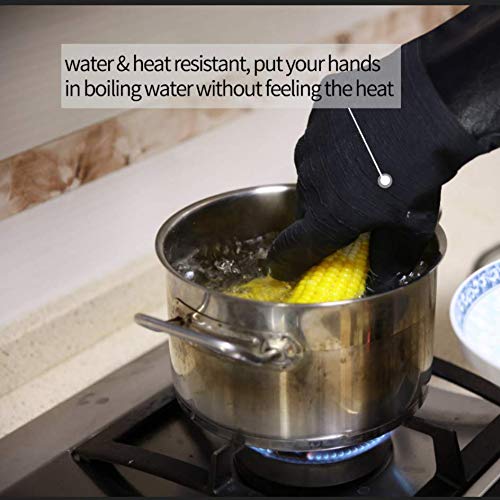 RAPICCA Griller BBQ Heat Resistant Insulated Cooking Gloves for Barbecue/Grill/Smoker/Fry Turkey/Pot Holder/Oven mitt/Baking, Waterproof Neoprene Coating with Textured Palms Long Sleeve (14-Inch)