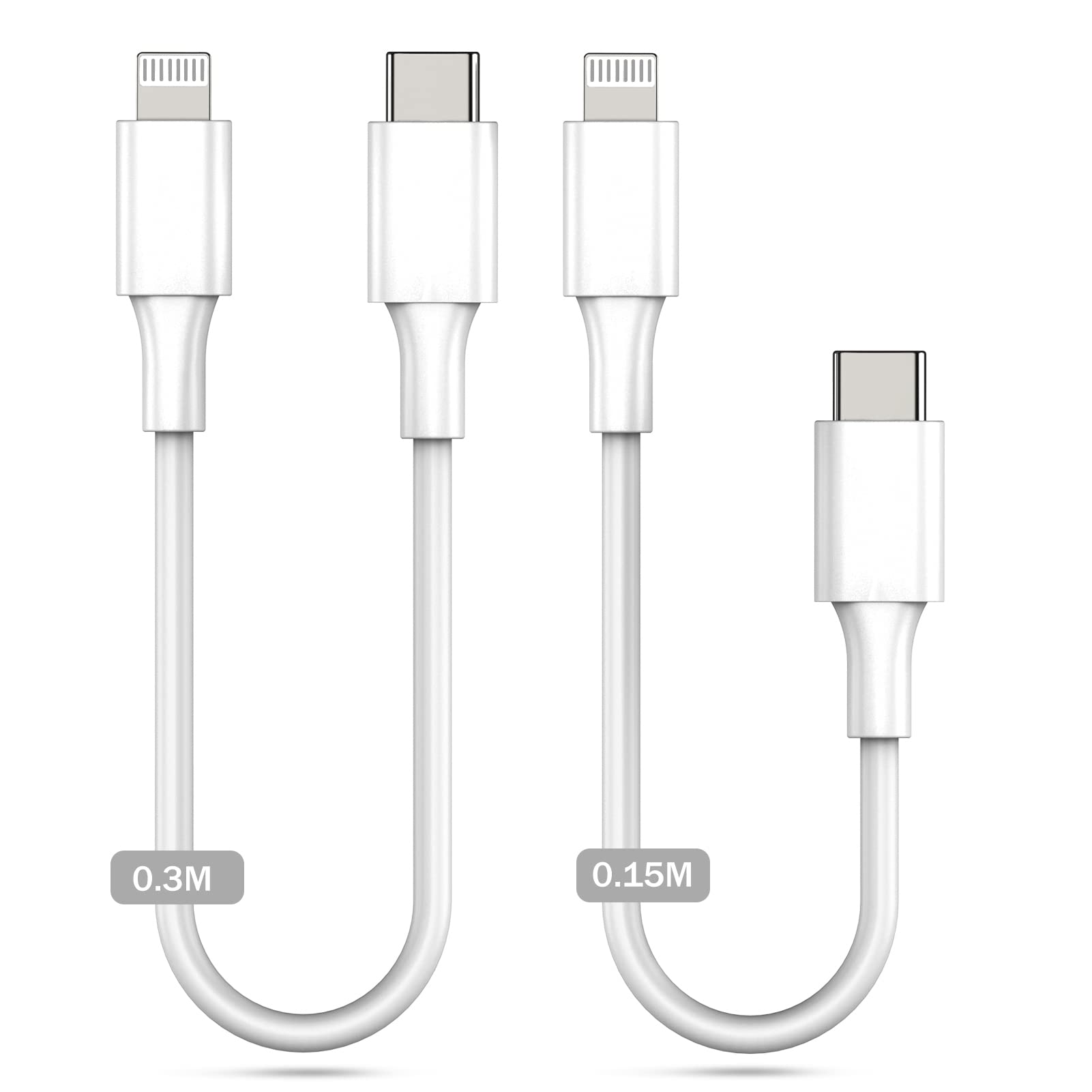 Amoner USB C Lightning Cable 30CM+15CM MFi Certified 2Pack Short iPhone PD Charger Lead Compatible with iPhone 14/13/12/11/XS/XR/X/8/8 Plus/7/6, iPad/Air/mini