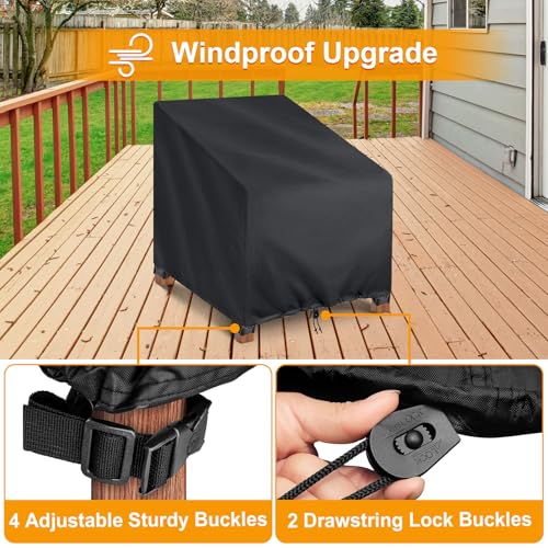 Kipiea 600D Patio Chair Covers Waterproof Winter 2 Pack - Heavy Duty Lawn Outdoor Furniture Chair Covers with Anti UV and No Tears, No Fading (35"W x 35"D x 31"H）