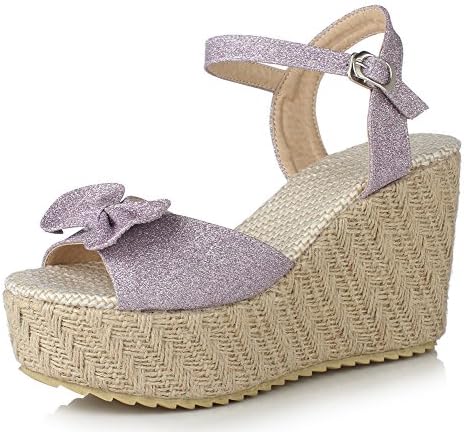 Mofri Women's Sweet Bow Open Toe Ankle Strap Wedge Heels Sandals