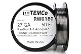 TEMCo Kanthal A1 wire 27 Gauge 50 Ft Resistance AWG A-1 ga