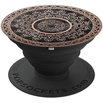 Mandala Rose Black Circular Design PopSockets Grip and Stand for Phones and Tablets