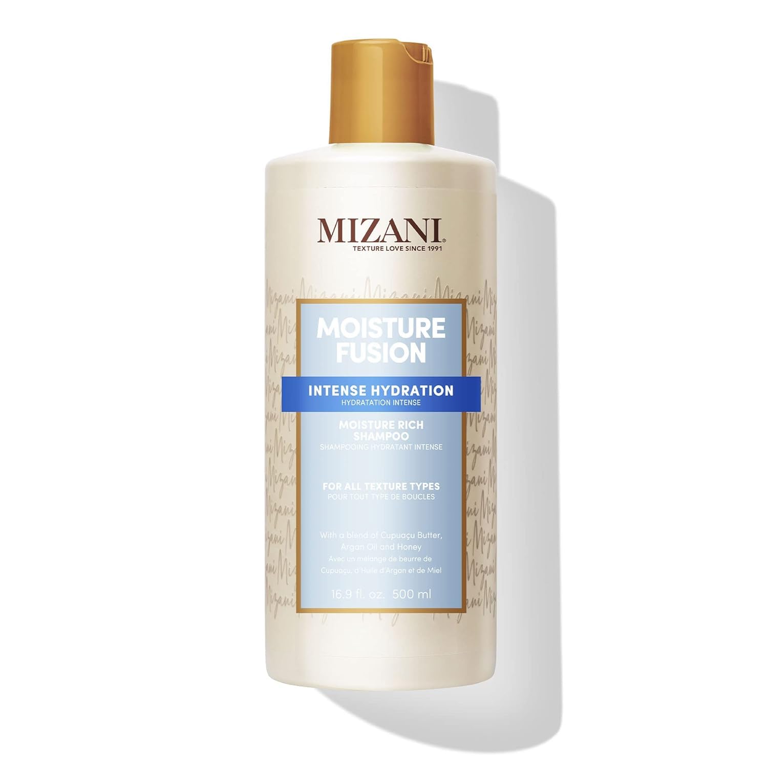 Mizani Moisture Rich Shampoo, For Curly and Coily Hair, Intense Long-Lasting Hydration, Formula Infused With Honey and Argan Oil, Moisture Fusion Rich Shampoo, 500ml