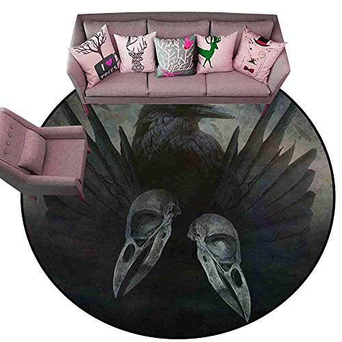 Washable Kitchen Area Rug Gothic Decor Crow Spirit Wings Haunting