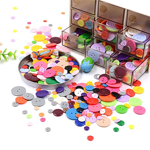 Amersumer 600 Pcs Assorted Sizes Resin Buttons ，Round Craft Buttons for Sewing DIY Crafts，Children's Manual Button Painting - Thumbnail 4