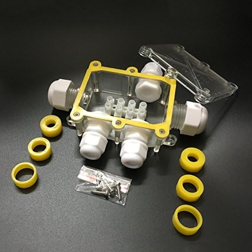 5-Way IP68 Waterproof Junction Box+3 Set of Different Size Sealed Silica Gel Pad, SUNNORN Outdoor/External Junction Box Connector Used for Outdoor Underground(1 Piece)