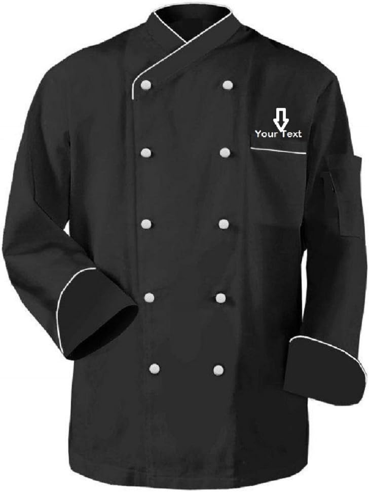 Name Embroidery Long Sleeve Classic Cook Chef Waiter Waitress Coat Uniform Jacket