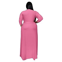 Runwind Plus Size Dress for Women 3/4 Sleeve V Neck
