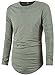 JOKHOO Mens Long Sleeve Hipster Hip Hop Basic Curved Hem T Shirt Grey Small