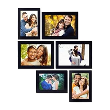 PAPER PLANE DESIGN Synthetic Wood Wall Photo Frame (frame 1: 6.1 x 8.1 inch, frame 2: 5.1 x 7.1 inch, Black)