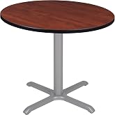 Regency Cain 42 in. Medium Round X-Base Breakroom Table- Cherry Top, Grey Legs