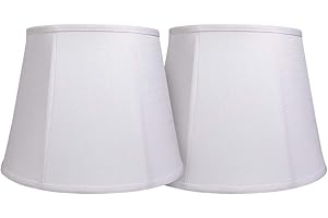Double Tootoo Star White Lamp Shade Set of 2, Large Drum Lampshade for Floor Light and Table Lamp 10x14x10 inch, DIY Fabric Natural Linen Hand Crafted, Spider (White, 10x14x10 inch)