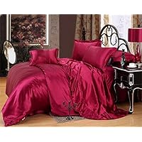 Roch Linen luxurious Ultra Soft Silky Satin 1-Piece Bed Fitted Sheet !!! Burgundy, King