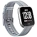 EZCO Bands Compatible with Fitbit Versa / Versa 2 / Versa Lite, Woven Fabric Breathable Watch Strap Quick Release Replacement Wristband Accessories Compatible Versa Smart Watch Women Man (Blue/Grey) primary