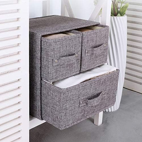YINGGG Fabric Storage Box Storage Bins with Handle Drawer Organiser with Lid Folding Storage Bins Box Containers for Socks Underwear - Image 3