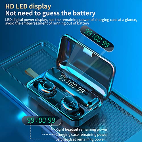 Écouteurs Bluetooth 5.0 Ecouteurs Sans Fil TWS Son Stéréo avec Étui de Chargement Portable Oreillette Bluetooth IPX7 Étanche Casque Sport avec Microphones Intégrés pour Android et iOS