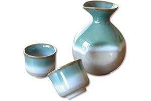 Sake set 3 pcs Arita Imari ware Made in Japan Pottery 1 pc Tokkuri bottle and 2 pcs Cups BANSHU