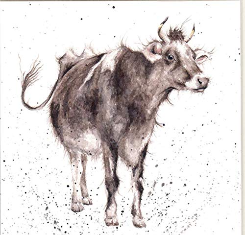 Wrendale Designs Cow Print on White Square 20 cm Canvas Lady Buttercup