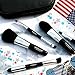 Miracos Makeup Portable Mini Face Makeup Brushes Kit with Travel Case 5 Pcs - Synthetic Hair, White