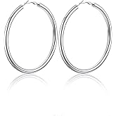 U7 Chunky Hoop Earrings for Women, Stainless Steel Hoops Earring, Classic Polished Thick Ear Jewelry, Black/Silver/Gold Hoop Earrings, 20/30/40/60/80mm