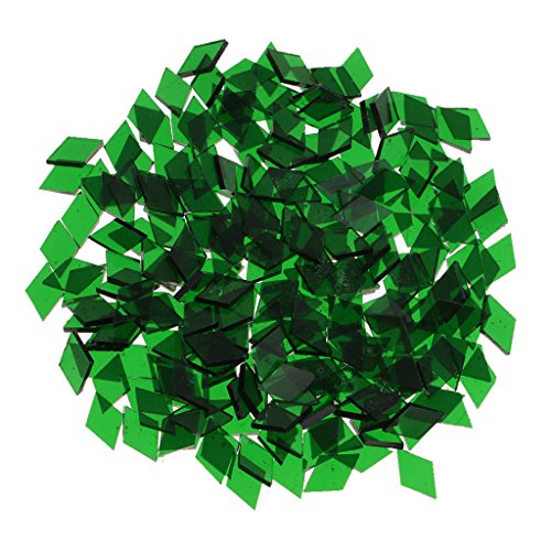 MagiDeal Triangle/Square/Rhombus Clear Glass Mosaic Tiles Tessera for Mosaic Making DIY Hobbies Art Crafts Supplies Various to Choose - green, 10mm x 10mm rhombus - Thumbnail 5