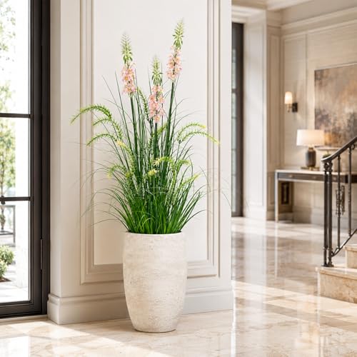ZEEOZE Plantas artificiales de 90cm con tres Flores Plantas Artificiales Decorativas Planta Artificial Exterior Interior con Para Decoracion Hogar Salon Casa Room Decor Jardín Oficina(2 Paquete)