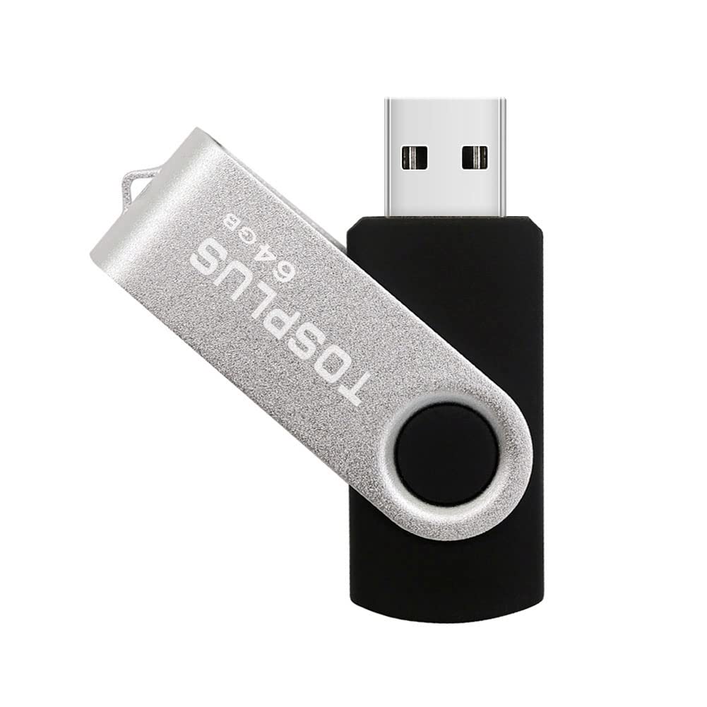 TOSPLUS USB 2.0 Flash Drive 64GB Thumb Drives Memory Stick Jump Drive Zip Drive 2Pack 64GB Black