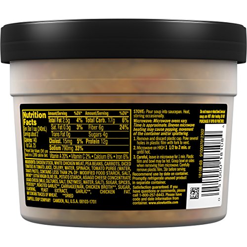 Campbell'sÂ Slow Kettle Style Tuscan-Style Chicken & White Bean Soup with White Meat Chicken, 15.5 oz. Tub (Pack of 8)