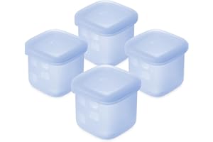 Olababy Clear Sense Silicone Storage Containers 4pk for Baby Food, Snacks, Formula, Puree, Sauce & More | Micro Plastic & BPA-Free | Daycare Essentials for Toddlers and Kids (Blueberry, 4 oz / 120 ml)