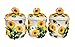 ACK 3D Sunflower 3pc Hand Painted Ceramic Canister Set with Lid, Kitchen Storage Jar, Food Storage Container, Airtight Storage Container With Rubber Seal for Coffee, Tea, Sugar, Flour