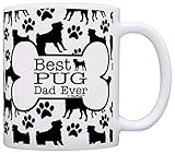 Dog Owner Gifts Best Pug Dad Ever Paw Pattern Gift Coffee Mug Tea Cup Bone Pattern