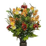 Wild Flower with Lilac and Daisy Silk Flower Bouquet with Stay-In-The-Vase® Design Flower Holder(LG1586)