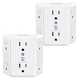 LENCENT Multi Plug 6 Outlet Extender, 2 Pack Surge