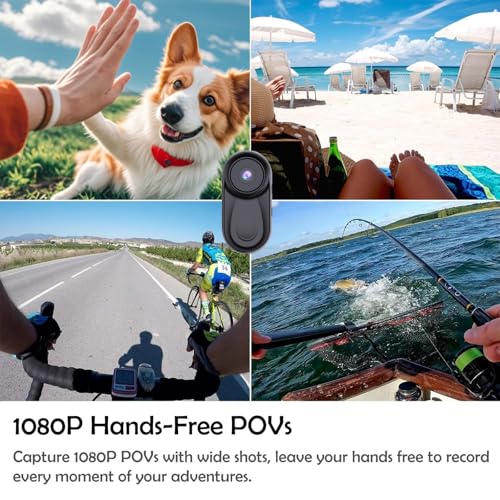 OBEST Cámara Deportiva Mini, Cámara de Acción, Visión Nocturna 1080P Wearable Action Body CAM, Kit de Cámara para Collar de Mascotas, Camara Corporal para filmar con Pantalla para Bicicleta, Viajes