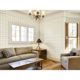 TGSIK Olivia Series Fashion Modern Check Pattern Design Floral Blue and Green Color European Style Non-Woven Wallpaper Home Decorations Memo Sample